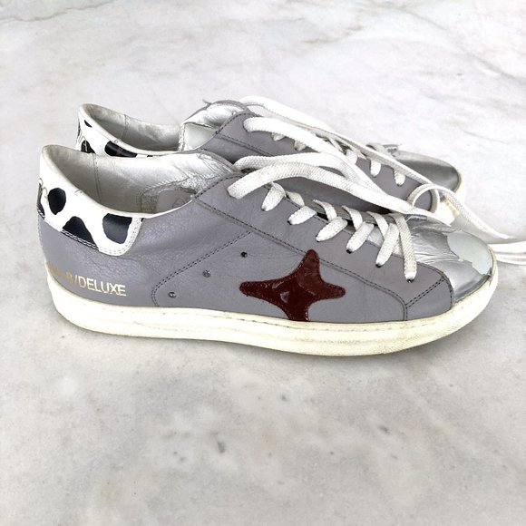 Ama Brand sneakers, handmade Italian leather sneakers (size 37) grey white - Picture 4 of 6